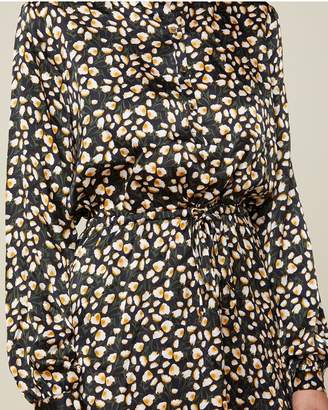 Juicy Couture Soft Focus Floral Hammered Silk Shirtdress