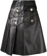 Thumbnail for your product : Proenza Schouler Button-Embellished Pleated Leather Skirt