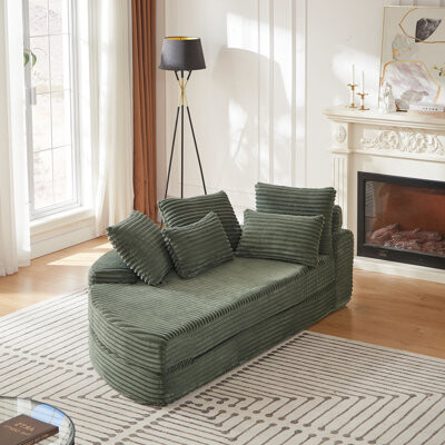 Latitude Run 78.5-Inch Corduroy Semi-Circular 2-in-1 Sofa Bed