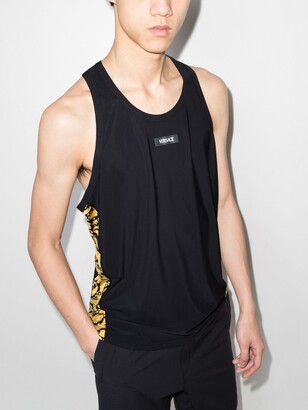 Versace Synthetic Baroque Panel Logo Vest in Black for Men Mens Clothing T-shirts Sleeveless t-shirts 