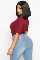 Thumbnail for your product : boohoo Plus Rib V-Neck Puff Sleeve T-Shirt