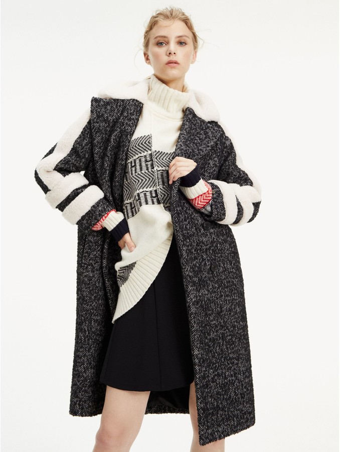 Tommy Hilfiger Herringbone Teddy Coat ShopStyle