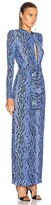 Thumbnail for your product : Dundas Long Sleeve Maxi Dress in Animal Print,Blue