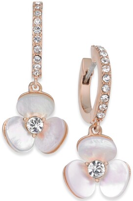 Kate Spade 14k Rose Gold-Plated Pave & Mother-of-Pearl Flower Drop Earrings  - ShopStyle