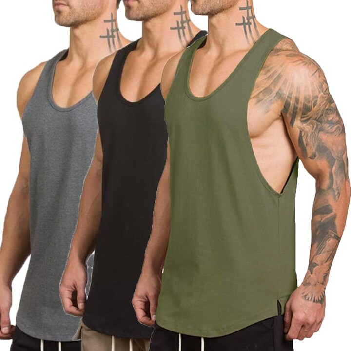ZUEVI Muscle Tank Tops for Men Cut Open Sides Bodybuilding Vest Gym