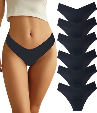 Women's Seamless V-Waist Panties 6-Pack - No Show Bikini Cut Underwear Multiple Colors