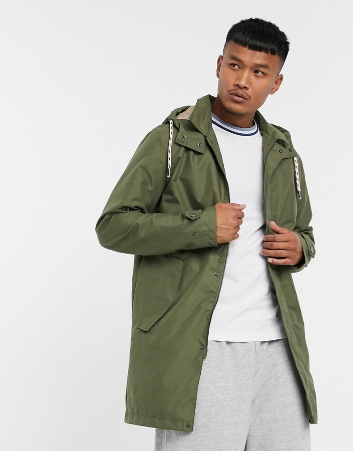 Jack and Jones Originals longline parka jacket in khaki - ShopStyle  Outerwear