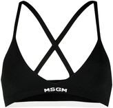Thumbnail for your product : MSGM Ribbed Knit Logo-Hem Bra