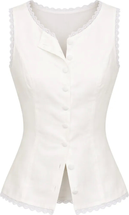 Reformation Amela lace-detail vest