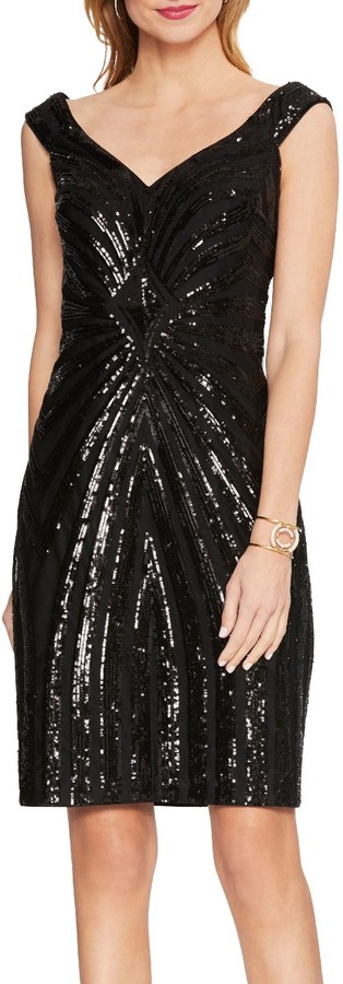 vince camuto sequin off the shoulder gown