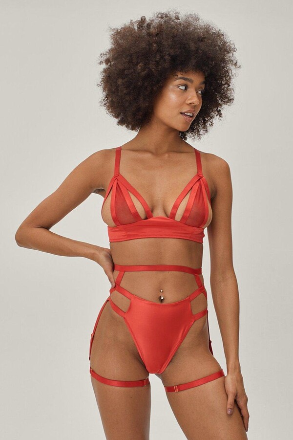 Nasty Gal Womens Strappy 3 Pc Bralette Thong and Harness Set - ShopStyle