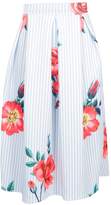 Thumbnail for your product : boohoo Petite Amy Striped Floral Pleat Midi Skirt