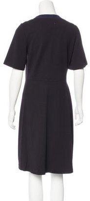 Tory Burch Suede-Trimmed Knee-Length Dress
