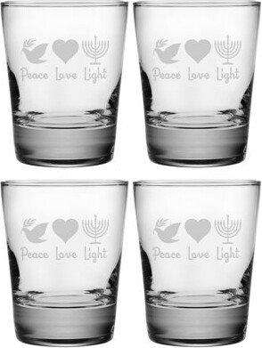 The Holiday Aisle Peace Love Light Heavy Base DOF 13 oz. Whiskey Glass