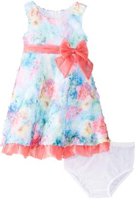 Bonnie Baby Baby Girls' Printed Bonaz Flare Dress with Organza Sash