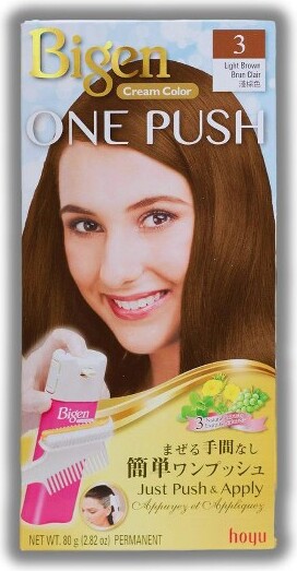 Bigen BIGENbyHoyuOnePush(3Lightbrown)GrayCoverageCreamColor(2.82oz)|Excellent,Long-LastingGrayCoverage|EasytoApplybyCombing