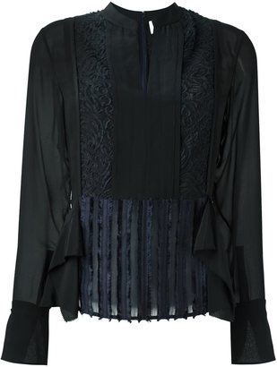 3.1 Phillip Lim contrast panel blouse - women - Silk/Polyamide/Polyester - 12