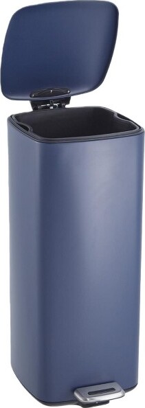 GustoWave 30L/8GALStainlessSteelSquareTrashCanSoftCloseLidRemovableLinerforKitchenOfficeNavy