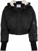 Thumbnail for your product : Marine Serre Moiré-Effect Faux Shearling-Lined Cropped Jacket