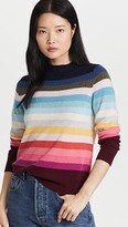 Thumbnail for your product : White + Warren Cashmere Striped Mock Neck Sweater