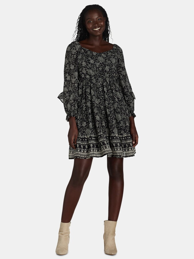 The Pioneer Woman Ruffle Mini Dress, Sizes S-3X, Women’s and Women’s Plus