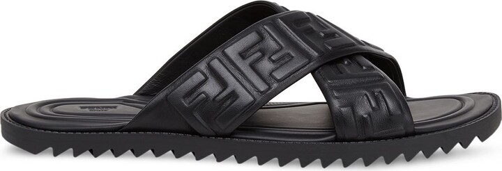 Fendi embossed FF motif flat sandals - ShopStyle