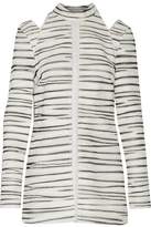 Thumbnail for your product : Proenza Schouler Cold-Shoulder Printed Textured-Crepe Top
