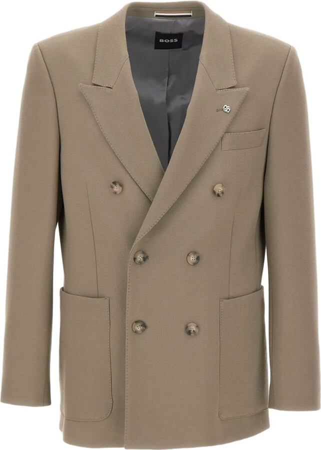HUGO BOSS Double-Breasted Peak-Lapel Blazer