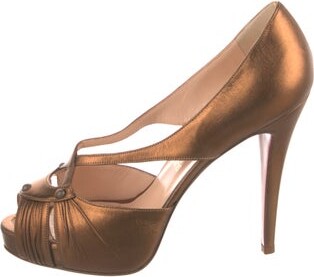 Christian Louboutin Leather Studded Accents T-Strap Pumps
