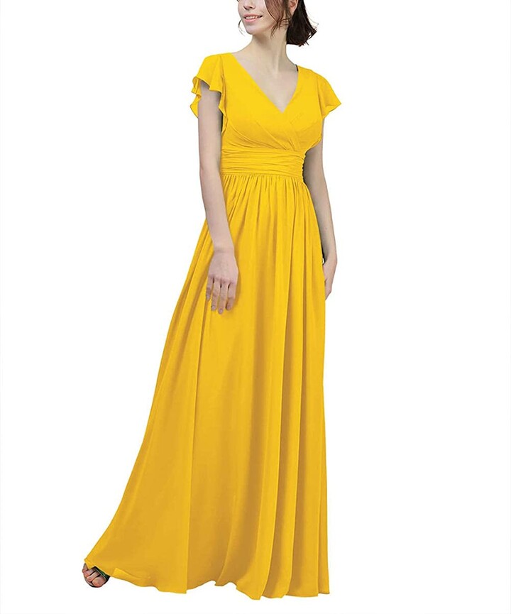 mustard yellow chiffon maxi dress