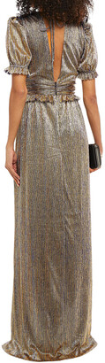 Rebecca Vallance Luna ruffle-trimmed plissé lamé gown