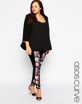 Thumbnail for your product : ASOS Curve CURVE Exclusive Leggings With Floral Panel - Multi