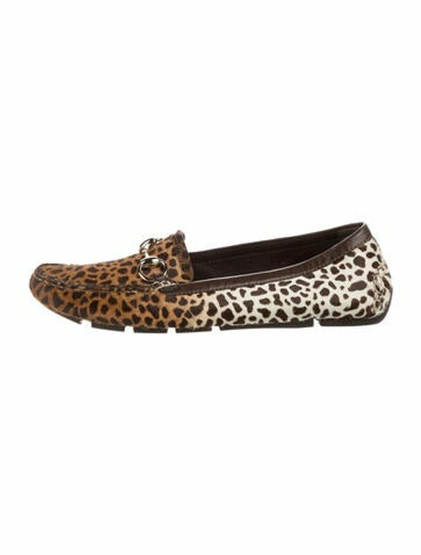 Gucci Horsebit Accent Ponyhair Loafers Brown - ShopStyle Flats
