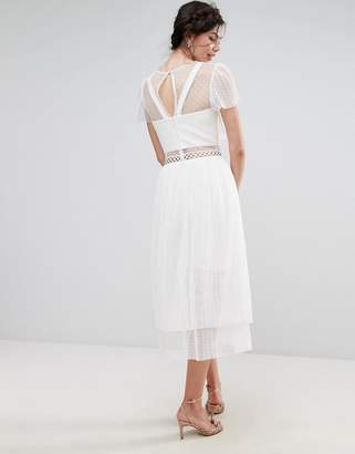 True Decadence Tall Tulle Ruffle Midi Dress With Metal Ring Detail