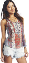 Thumbnail for your product : Wet Seal Mixed Print Button-Front Tank