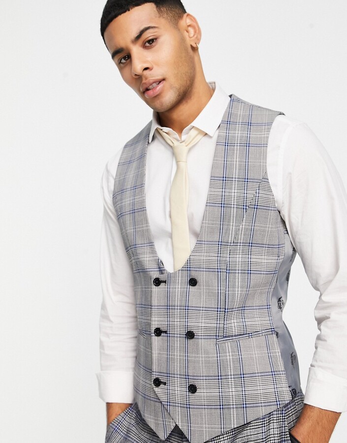 grey patterned waistcoat