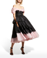 Thumbnail for your product : Alexander McQueen Off-Shoulder Dip-Dye Organza Midi Dress