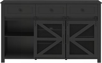 Ophelia & Co. Spacious Barn Door Cabinet with Adjustable Shelves and Drawers for Modern Storage Solutions