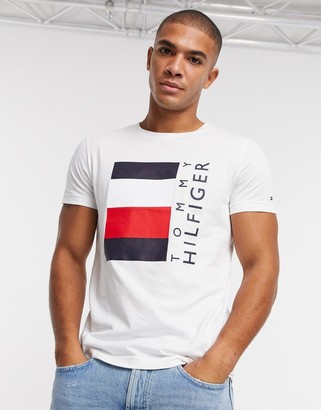 Tommy Hilfiger corp stripe box logo t-shirt in white - ShopStyle