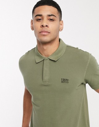 Levi's Authentic tonal batwing logo pique polo in olive night green