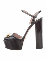 Thumbnail for your product : Gucci Horsebit Accent Patent Leather Sandals Black