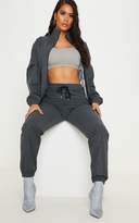 Thumbnail for your product : PrettyLittleThing Charcoal Shell Tracksuit Zip Up Top