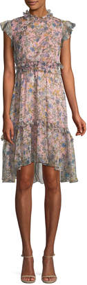 KENDALL + KYLIE Floral-Print Ruffle Knee-Length Dress