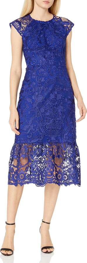 shoshanna blue lace dress
