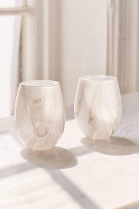 Urban Outfitters 18 oz Marble Stemless Wine Glass - Set Of 2