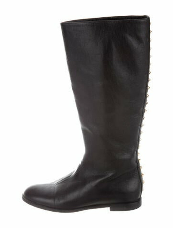 Alexander McQueen Spike Accents Leather Riding Boots Black ShopStyle