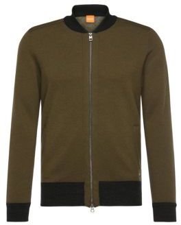HUGO BOSS Kareb Wool Bomber Sweater Jacket L Green