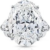 Saks 22.12 CTW Oval Cut Three-Stone Diamond Cocktail Ring with Pear Shaped Sides in Platinum