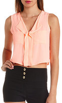 Thumbnail for your product : Charlotte Russe Sheer Chiffon Swing Crop Top
