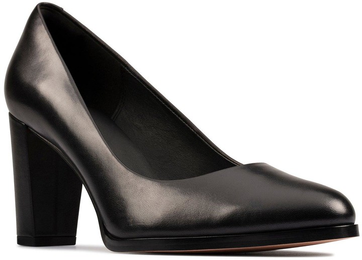 clarks black patent court shoes